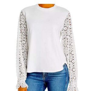 See By Chloe White Lace Sleeve Women's Top